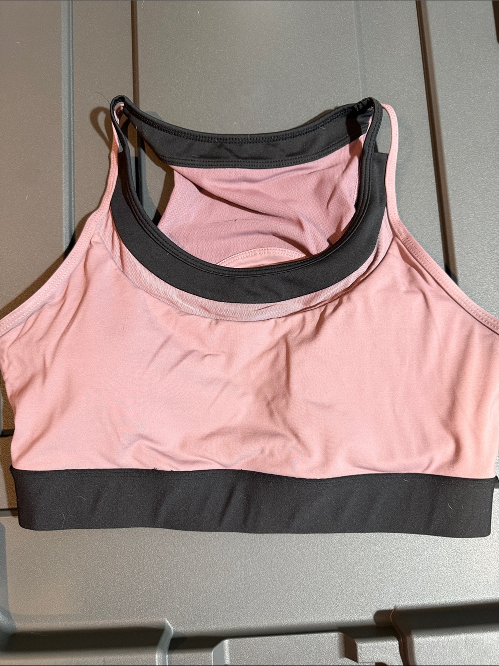 Zyia Light Pink/lavender Racerback Sports Bralette with Black Trim